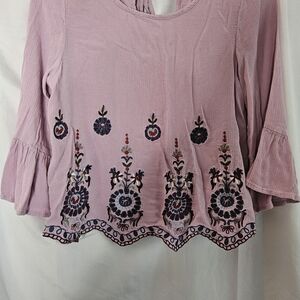 Aeropostale Mauve Embroidered Blouse